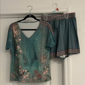 Floral Green Short Set